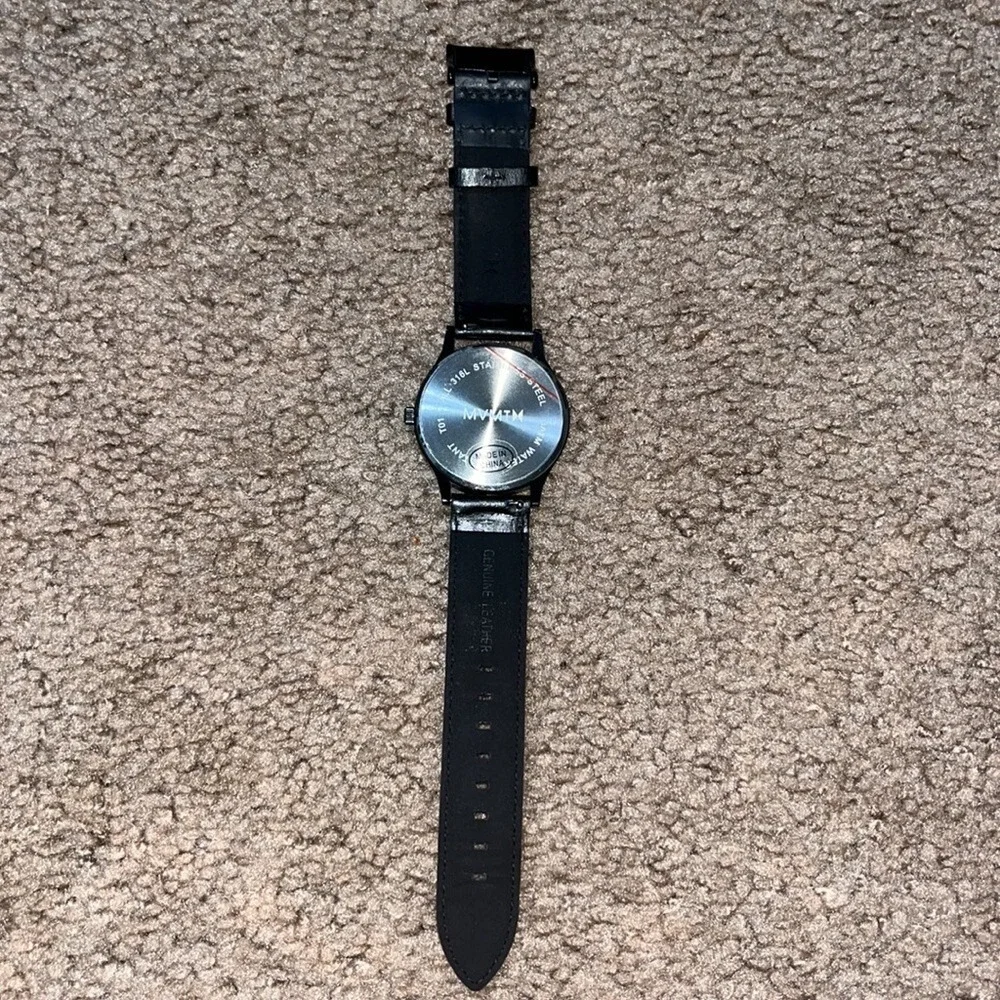 MVMT Classic Black Red Watch Leather Strap OS